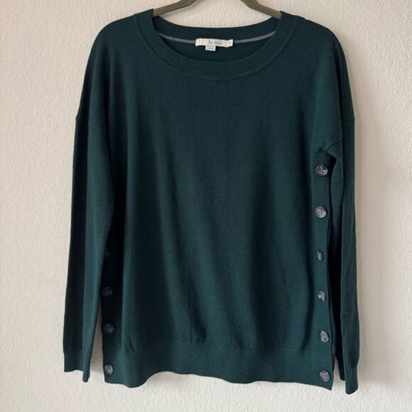 Boden Women’s Wool Blend Grace Sweater M Forest Green Side Button Detail Casual - Picture 1 of 7